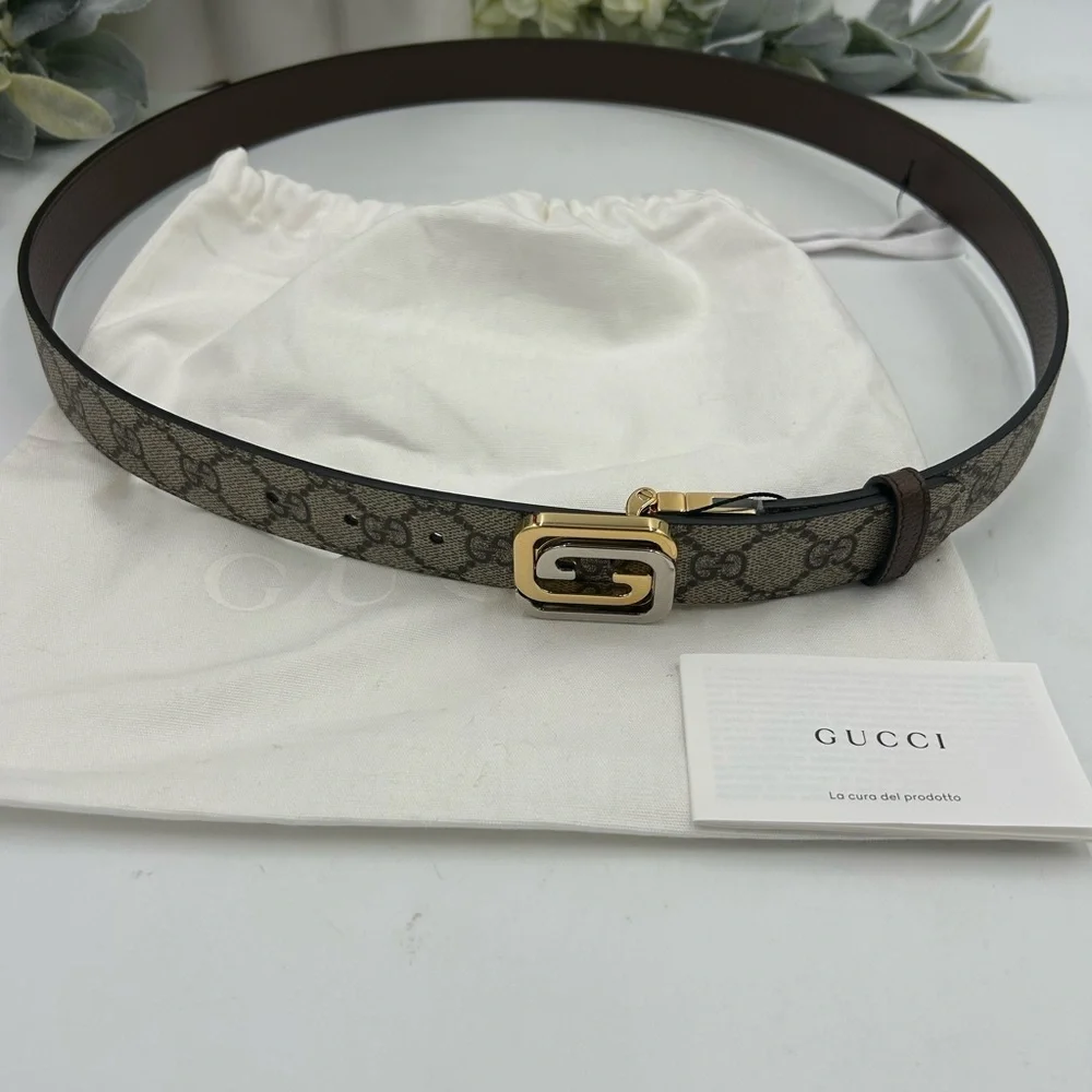 Men's Gucci GG Supreme belt with interlocking G buckle size 115 cm/46 inches